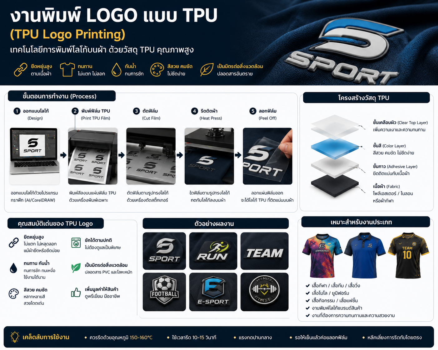 งาน TPU Logo Flex Heat Transfer